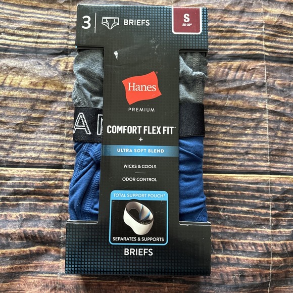 Hanes Other - Hanes Premium Men's Briefs with Total Support Pouch 3pk Gray/Blue/Black, Small